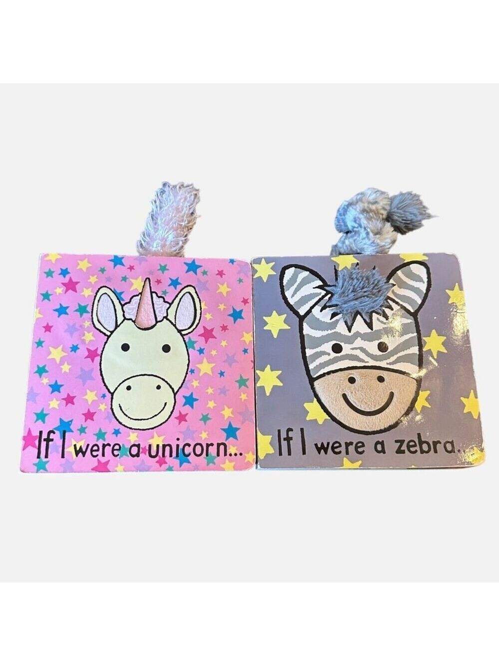 Jellycat Touch and Feel Board Books Unicorn Zebra Set Baby Sensory